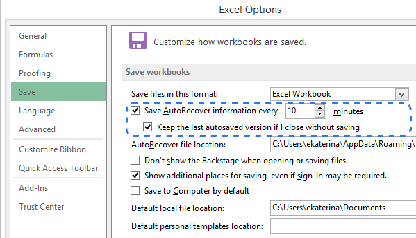 Desactivar Autoguardado en Excel 2