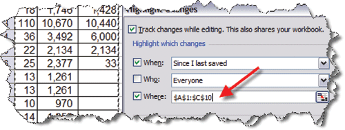 Excel realiza un seguimiento de los cambios con gris 4