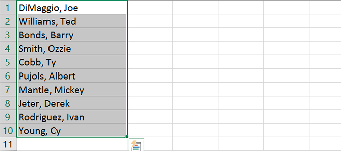 El texto de Excel en las columnas no funciona 1